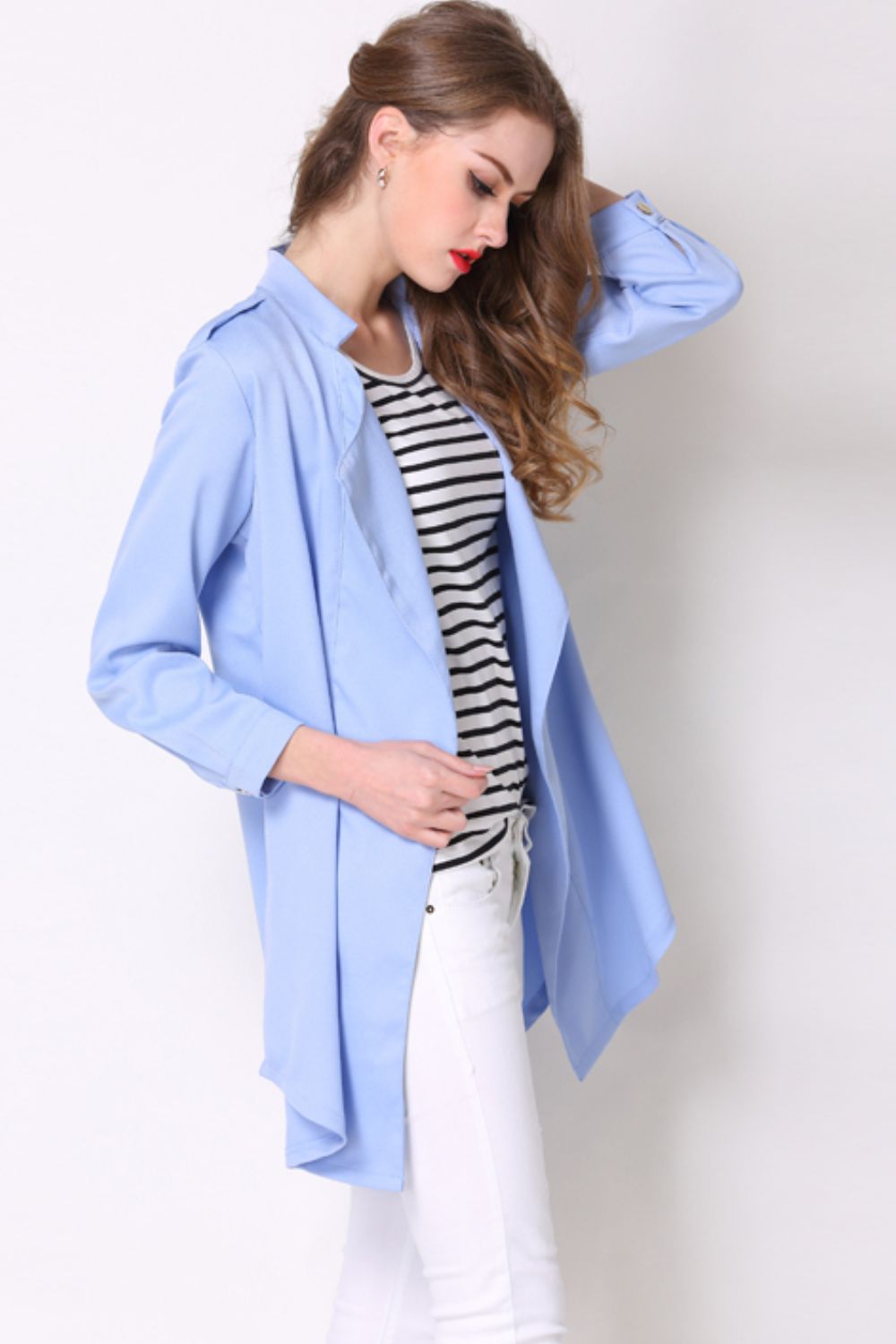 Full Size Open Front Longline Trench Coat