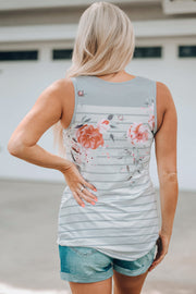 Mixed Print Buttoned V-Neck Tank