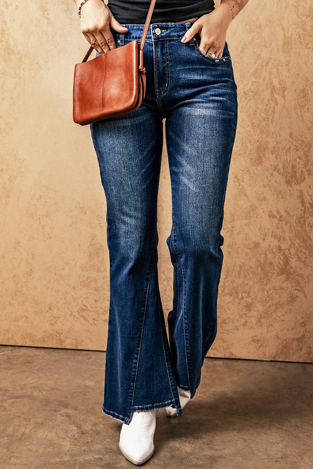 High Rise Flare Jeans with Pockets